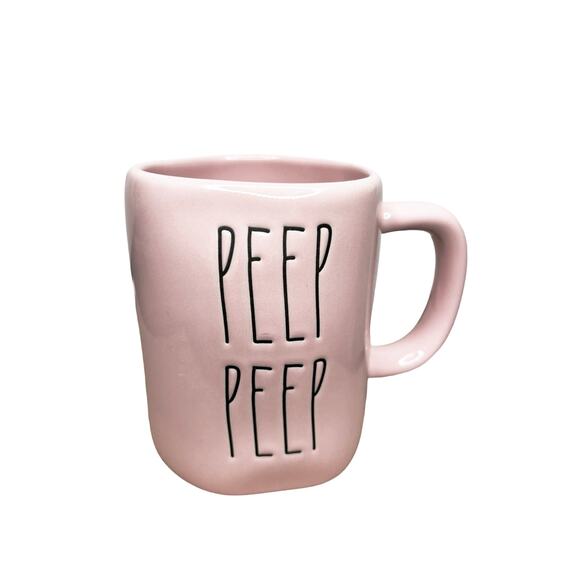 Rae Dunn Artisan Collection PEEP PEEP Coffee Mug Pink Ceramic Easter 16 FL OZ - Picture 1 of 4